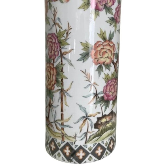 Vintage Floral 10" Gold Trimmed Vase Beautiful Flowers Foliage - Picture 4 of 8